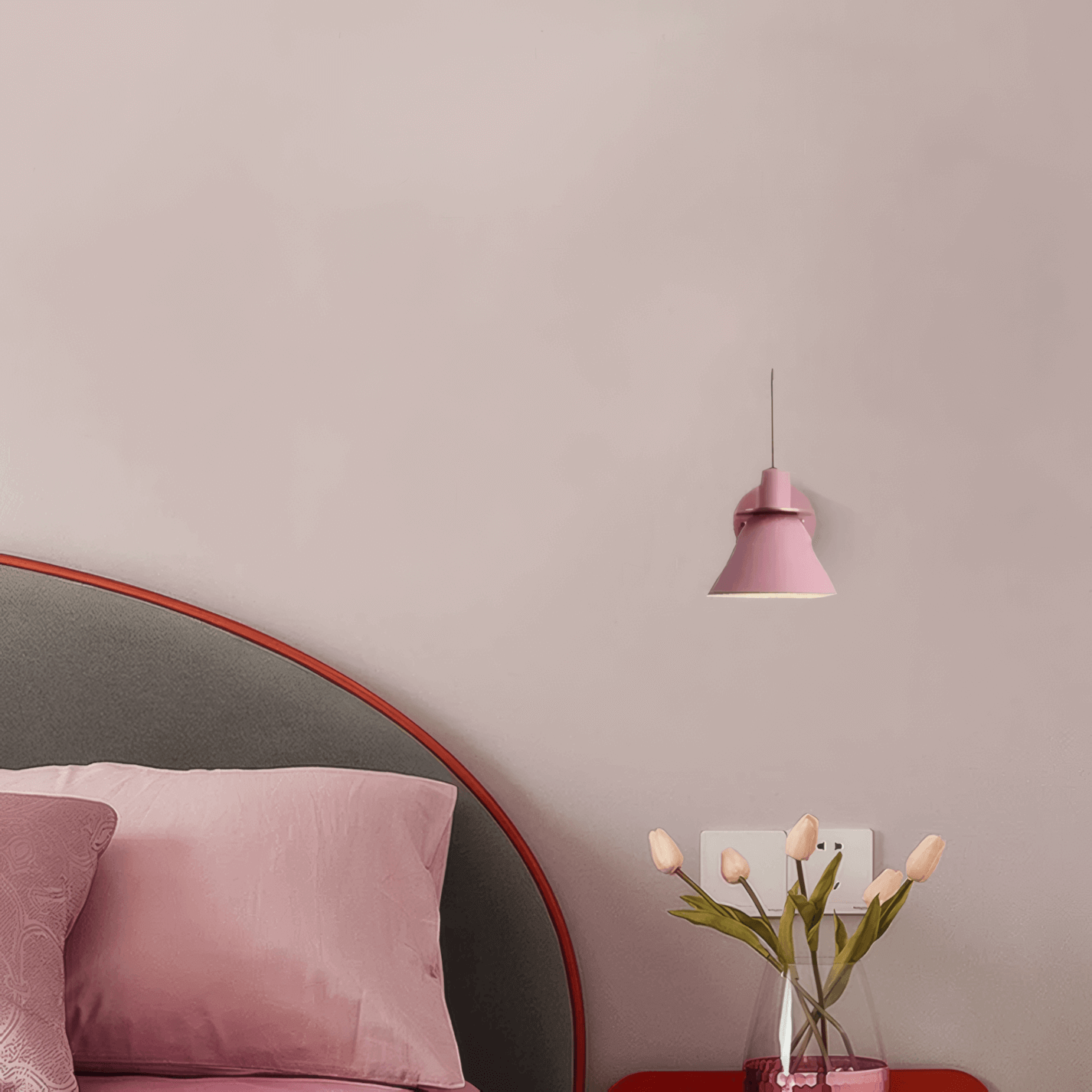 Nordic Pink Conical Wall Lamp for Bedroom